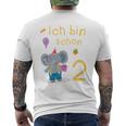 Kinder Ich Bin 2 Jahre Alt Elefant 2Nd Birthday T-Shirt mit Rückendruck