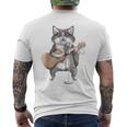Kitty Cat Singing Guitar Player Musician Music Guitarist Men's T-shirt Back Print