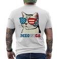 Meowica 4Th Of July Cat Sunglasses American Usa Flag Cat Men's T-shirt Back Print