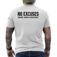 No Excuses Work Hard Everyday Motivational Gym Workout Mens Back Print T-shirt
