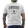Owosso Michigan Mi Vintage Sports Black Print Mens Back Print T-shirt