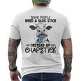 Some People Need A Glue Stick Instead Of Chapstick Cow Men's T-shirt Back Print
