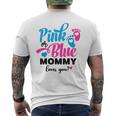 Pink Or Blue Mommy Loves You Gender Reveal Baby Announcement Men's T-shirt Back Print