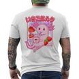 Retro Strawberry Milk Anime Kawaii Axolotl Strawberry Milk Pink T-Shirt mit Rückendruck