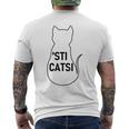 Sticatsi Sticazzi Phrase Ironic Writing With Cat Men's T-shirt Back Print