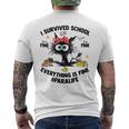 I Survived School Para Life Everything Is Fine Cat Men's T-shirt Back Print