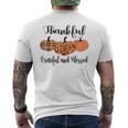 Thankful Grateful Blessed Plaid Leopard Pumpkin Thanksgiving Men's T-shirt Back Print