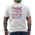 Trucker Truck Driver Couple Hearts My Trucker Husband Thinks I'm Freaking Crazy Mens Back Print T-shirt