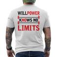 Willpower Knows No Limits Motivational Gym Workout Men's T-shirt Back Print