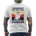 I Workout So I Can Eat Garbage Raccoon Vintage Gym Mens Back Print T-shirt