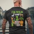 1 Year Old Zoo Birthday Safari Jungle Animal 1St Men's T-shirt Back Print Gifts for Old Men