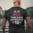 10 Year Old Race Car Birthday Boy For 10Th Birthday Race Car Men's T-shirt Back Print Gifts for Old Men