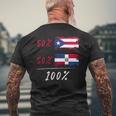 100 Per Cent For A Puerto Rico & Dominican Flag Men's T-shirt Back Print Gifts for Old Men
