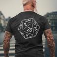 20 Sided Die D20 Dice Or Rpg Gamer Comic Men's T-shirt Back Print Gifts for Old Men