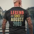 20Th Birthday Legend Since August 2003 20 Years Old Vintage Men's T-shirt Back Print Gifts for Old Men