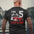 5 Year Old Race Car 5Th Birthday Racecar Racing Boy Men's T-shirt Back Print Gifts for Old Men