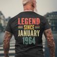 60Th Birthday Legend Since January 1964 60 Years Old Vintage Men's T-shirt Back Print Gifts for Old Men