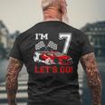 7 Year Old Race Car 7Th Birthday Racecar Racing Boy Men's T-shirt Back Print Gifts for Old Men