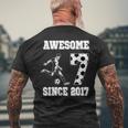 7Th Birthday Boy Awesome Since 2017 Soccer 7 Years Old Men's T-shirt Back Print Gifts for Old Men