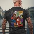 Abstract Brown Skin African American Tribal Mask Black Men's T-shirt Back Print Gifts for Old Men
