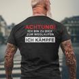 Achtung Ich Bin Zu Fett Zum Weglauf T-Shirt mit Rückendruck Geschenke für alte Männer