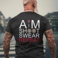 Aim Shoot Swear Repeat Darts Retro Vintage Mens Back Print T-shirt Gifts for Old Men