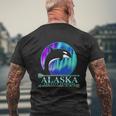 Alaska State Pride Alaska Northern Lights Alaskan Orca Whale Mens Back Print T-shirt Gifts for Old Men