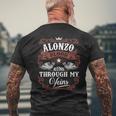 Alonzo Blood Runs Through My Veins Family Name Vintage Men's T-shirt Back Print Gifts for Old Men
