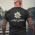 Alpen Edelweiss Aufi Gehts In Die Schweiz Alpenblume Tirol T-Shirt mit Rückendruck Geschenke für alte Männer