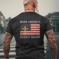 Make America Godly Again American Flag V2 Mens Back Print T-shirt Gifts for Old Men