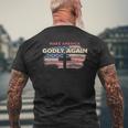 Make America Godly Again Retro Flag Mens Back Print T-shirt Gifts for Old Men
