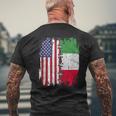 American Flag With Italian Flag Italy Men's T-shirt Back Print Gifts for Old Men