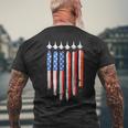 American Flag Usa Fighter Jet Patriot F16 Formation Men's T-shirt Back Print Gifts for Old Men