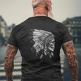 American Motorcycle Skull Native Indian Eagle Chief Vintage Mens Back Print T-shirt Gifts for Old Men