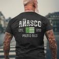 Añasco City In Puerto Rico Est 1733 Puerto Rico Flag Men's T-shirt Back Print Gifts for Old Men Añasco City In Puerto Rico Est 1733 Puerto Rico Flag Men's T-shirt Back Print Gifts for Old Men