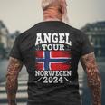 Angel Tour Norway 2024 Fishing Team Norway Flag Angler T-Shirt mit Rückendruck Geschenke für alte Männer