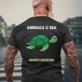 Animals Of The Sea Ocean Humor Meme Cute Turtle Men's T-shirt Back Print Gifts for Old Men