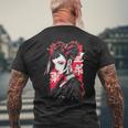 Anime Manga Cyberpunk Aesthetic Techwear Harajuku Punk Black T-Shirt mit Rückendruck Geschenke für alte Männer