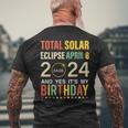 April 8 2024 Total Solar Eclipse And Yes It’S My Birthday Men's T-shirt Back Print Gifts for Old Men