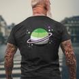 Asexual Aromantic Space Planet Vintage Men's T-shirt Back Print Gifts for Old Men