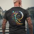 Astronaut Surfing Through Space Universe Galaxy Planets Moon Men's T-shirt Back Print Gifts for Old Men