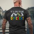 Autism Awareness Dinosaur Kid Boys It's Ok To Be Different Men's T-shirt Back Print Gifts for Old Men
