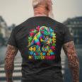 Autism Is My Superpower Autism Kid Colorful Puzzle Dinosaur Men's T-shirt Back Print Gifts for Old Men