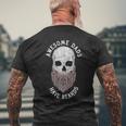 Awesome Dads Have Beards Bearded Skull Fathers Day Men's T-shirt Back Print Gifts for Old Men