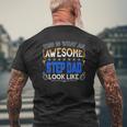 This Is What An Awesome Step Dad Bonus Dad Looks Like Thumbs Up For Father's Day Mens Back Print T-shirt Gifts for Old Men