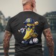 Banana Playing Baseball Fruit Lover Baseball Player Men's T-shirt Back Print Gifts for Old Men