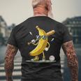 Banana Playing Baseball Baseball Game Lover Humorous Men's T-shirt Back Print Gifts for Old Men