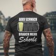 Battery Weak Brauch Mehr Schorle Dubbeglas Pfalz Weinfest T-Shirt mit Rückendruck Geschenke für alte Männer