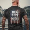 Bbq Beer Guns & Freedom Vintage Usa Flag Bbq Drinking Gun Men's T-shirt Back Print Gifts for Old Men