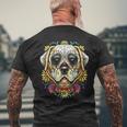 Bdaz Labrador Lab Dog Sugar Skull Day Of The Dead Men's T-shirt Back Print Gifts for Old Men